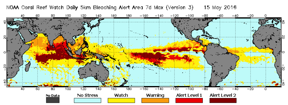 NOAA Coral Watch Heat Map 2015