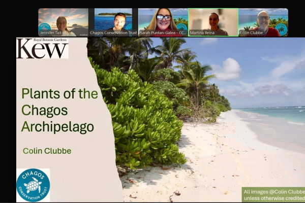 Recording of ‘Plants of the Chagos’ members’ talk by Kew’s Dr Colin Clubbe is available to view